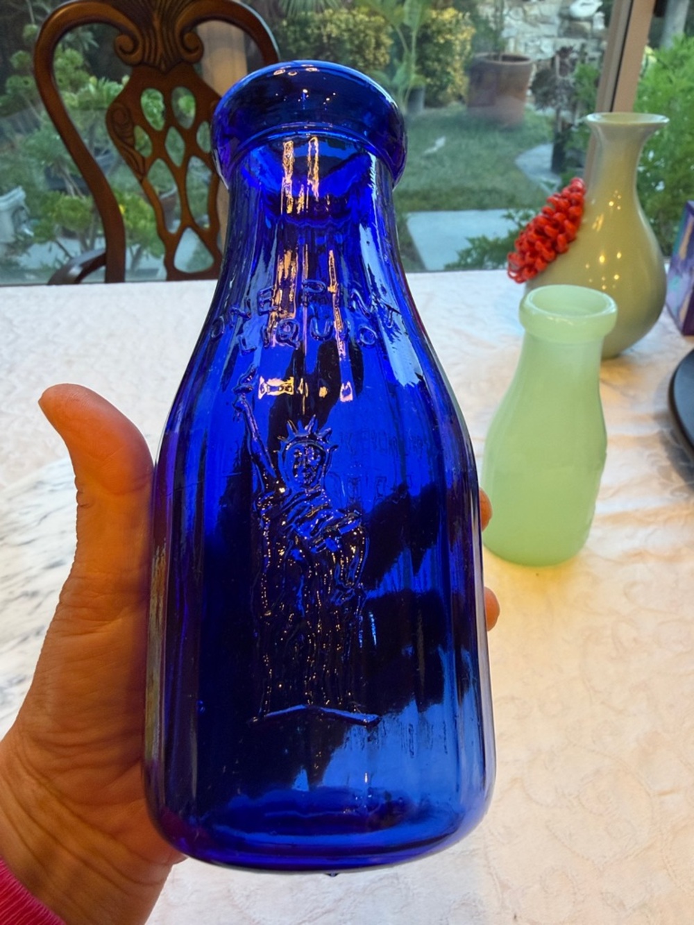 Vintage Cobalt blue Glass Bottle- Property of Liberty Milk Co.